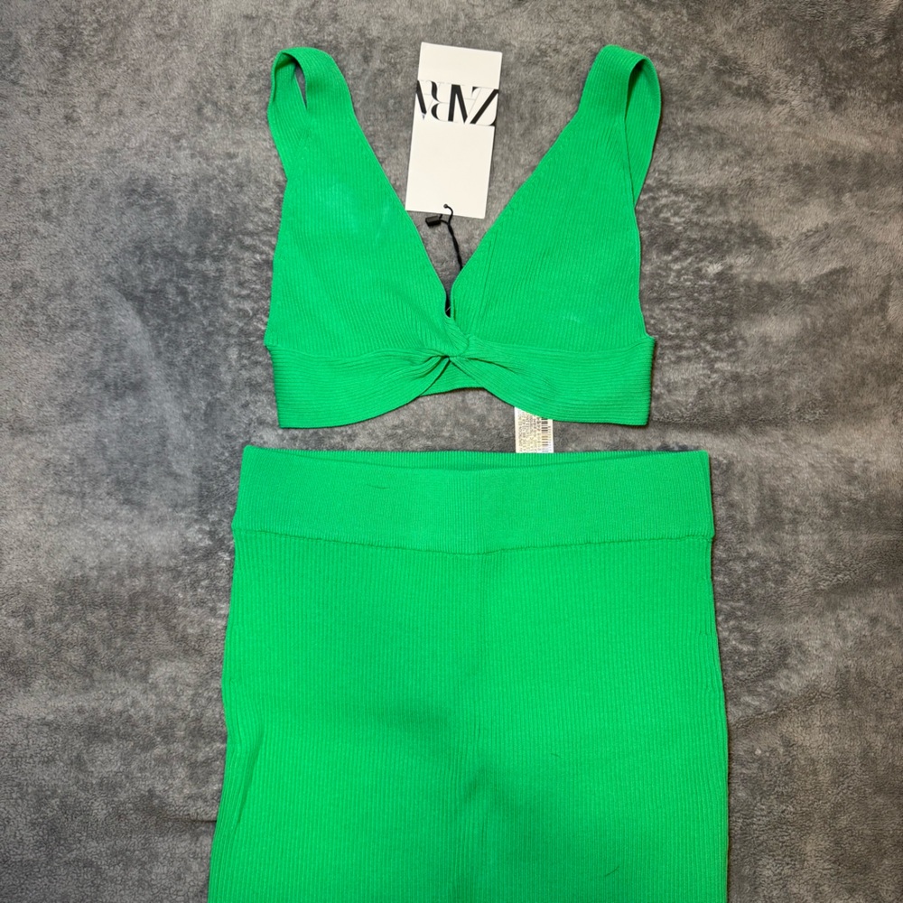 Zara Green Two-Piece Skirt Set